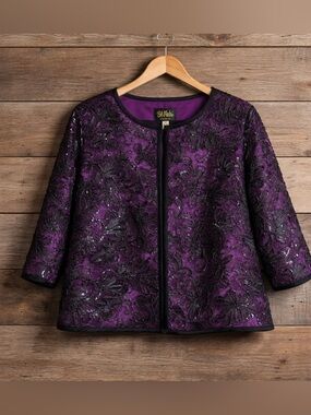 Bob Mackie Size 1x Polyester Spandex Wearable Art Cropped Waist evening jacket